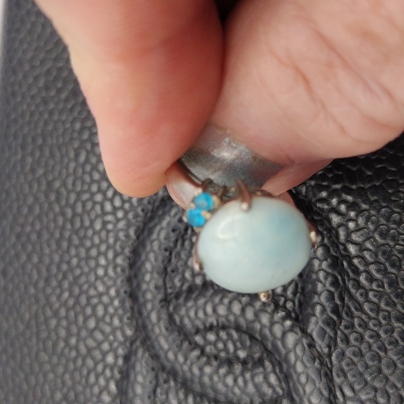 STERLING SILVER AQUAMARINE BLUE TOPAZ VINTAGE RING SIZE 6.5 - Picture 9 of 10